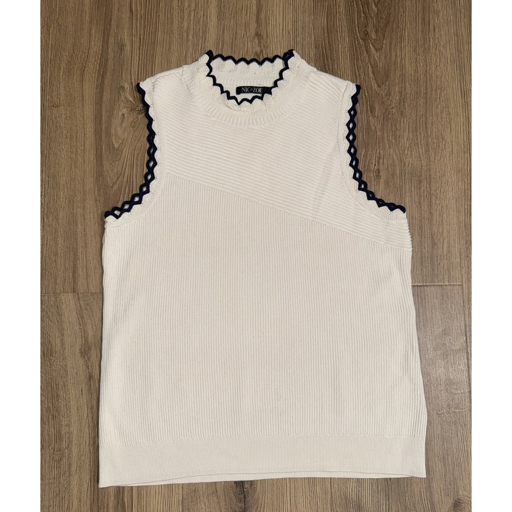 Nic + Zoe Women's Top M Sleeveless Knit Textured Shirt Work Career Office Preppy